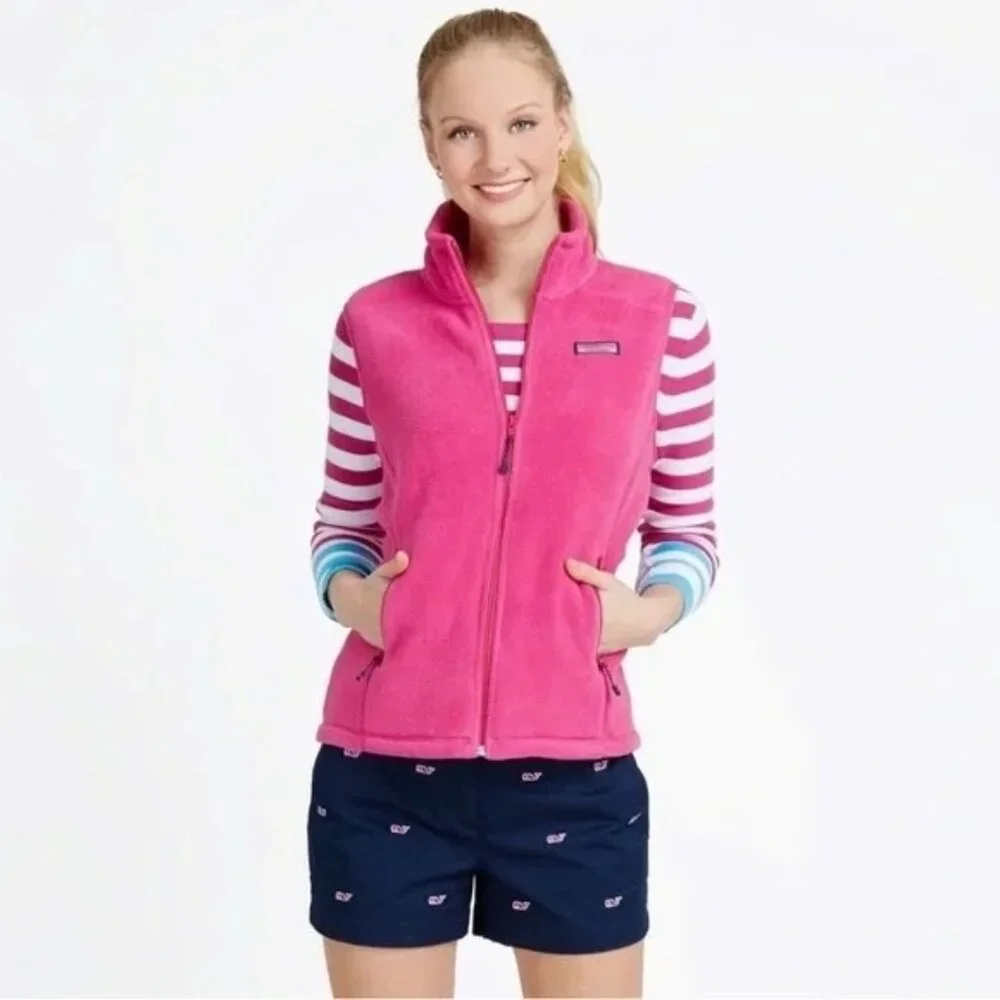 Vineyard Vines Westerly Pink Fleece Vest - Picture 4 of 8